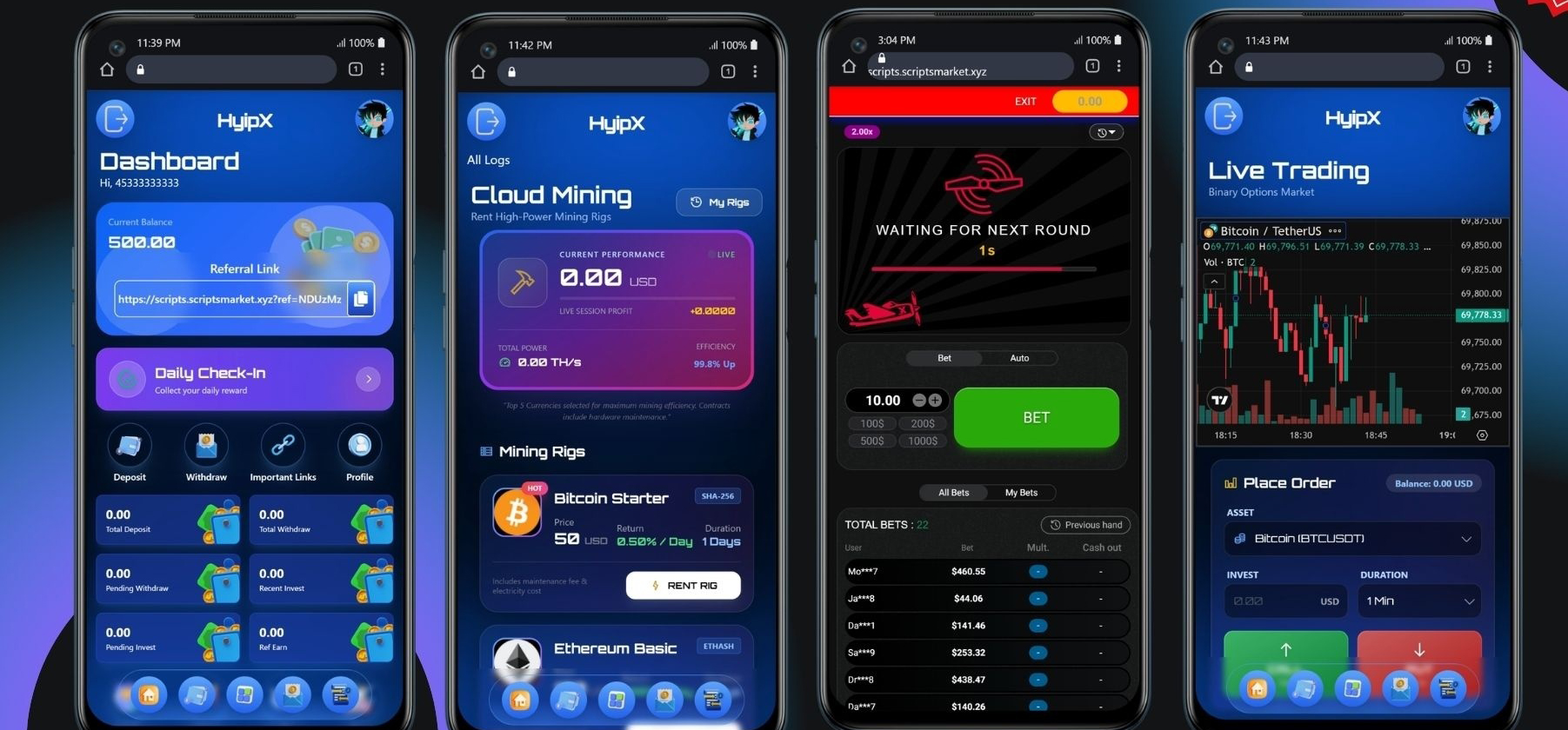 All-in-One HYIP & Smart Earning Platform with PTC, AI Trading, Cloud Mining & Aviator Games